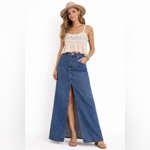 MNG‎ Mango Size Medium Blue Denim Maxi Skirt